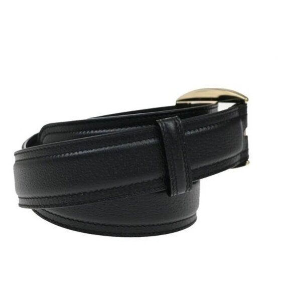 GUCCI Logo Belt 80/32 35mm Leather Black GHW Italy 68TA242 main image 11
